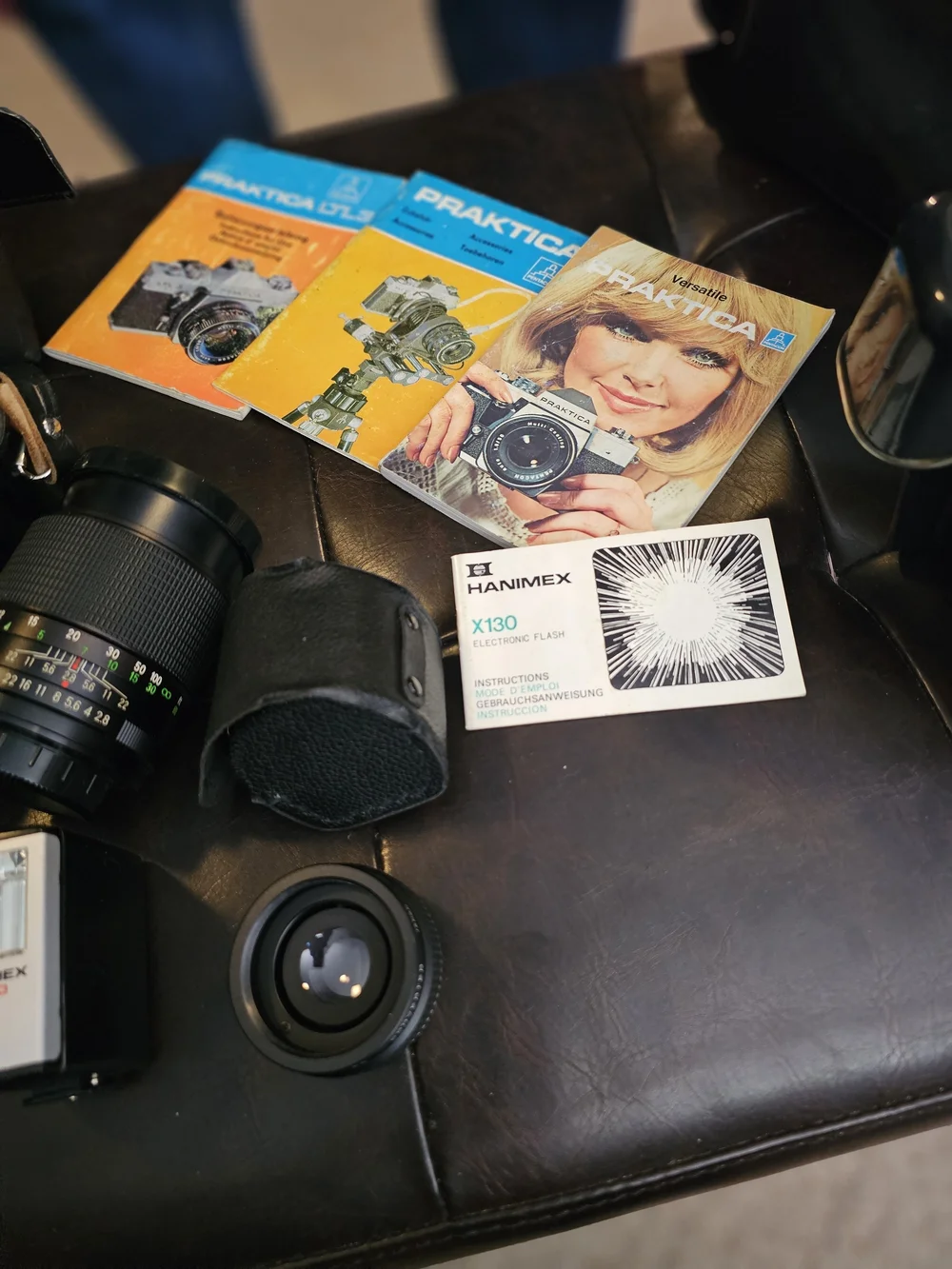 Vintage 35mm SLR Camera with Black Lenses